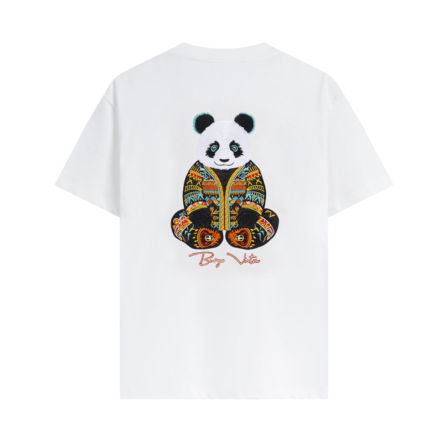 2025 New Chinese Panda Embroidered Pure Cotton T-shirt.