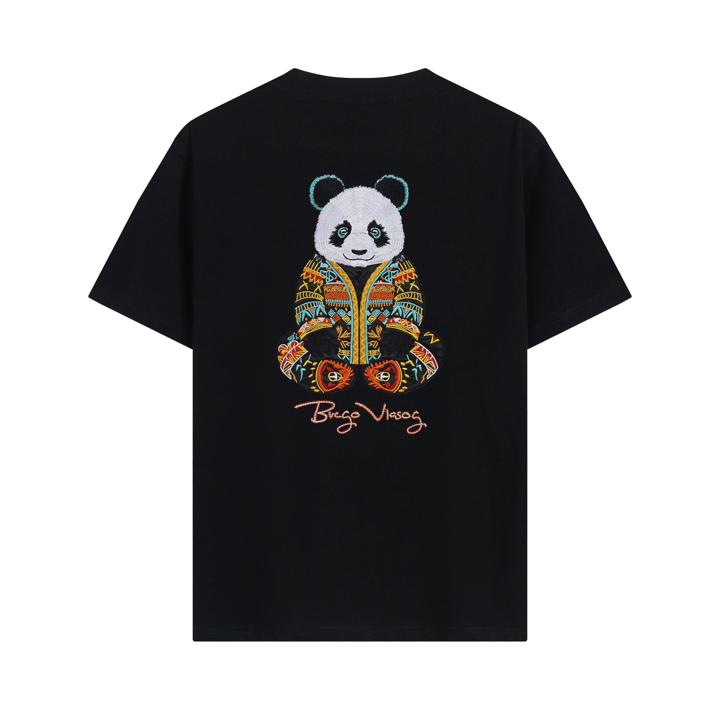 2025 New Chinese Panda Embroidered Pure Cotton T-shirt.