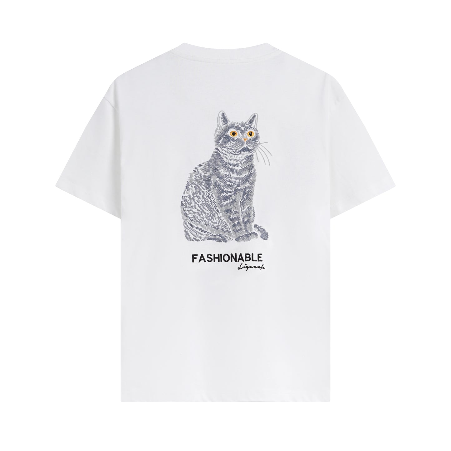 Fashion Cat Embroidered Trendy Men's T-Shirt